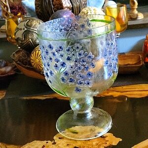 Blue flowers glass decorative bowl / fishbowl